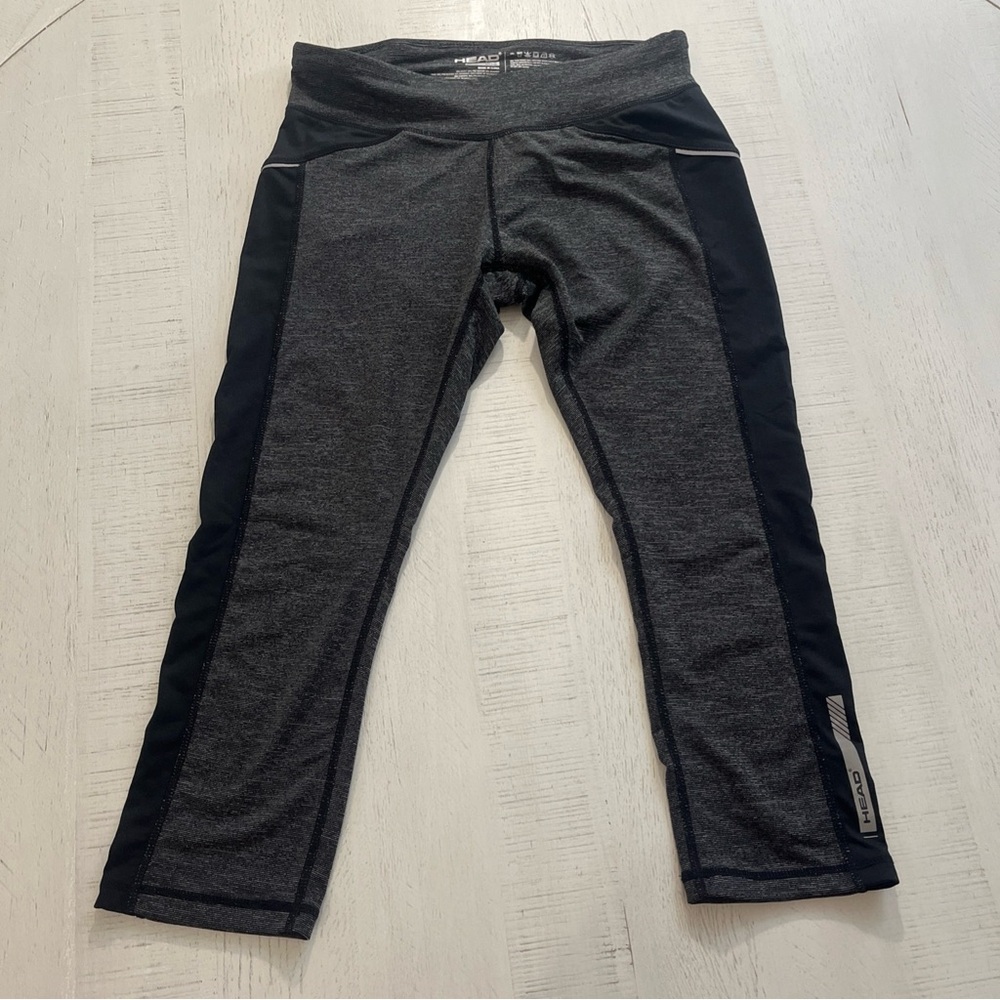 Head Gray and Black Athletic Leggings with Moisture-Wicking Fabric